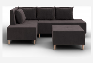 Диван угловой модульный с пуфом Лига-126 угол левый SEVEN 727 коричневый (Велюр)