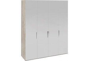 Шкаф комбинированный с 4 зеркальными дверями «Эмбер» (Баттл Рок/Серый глянец)