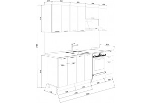 Кухонный гарнитур «Лина» длиной 220 см (Комплект №2)