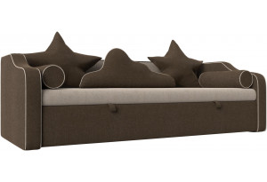 Детский диван-кровать Рико бежевый/коричневый (Рогожка)