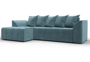 Диван угловой Лига-113 угол левый SEVEN 113 бирюзовый (Велюр)
