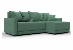 Диван угловой Лига-125 угол универсальный Амур 11 зеленый (Рогожка)