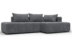 Диван угловой Лига-103 НПБ угол правый BRUT 16 темно-серый (Велюр)
