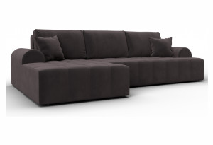 Диван угловой Лига-080 угол левый SEVEN 727 коричневый (Велюр)