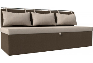 Кухонный прямой диван Метро бежевый/коричневый (Рогожка)