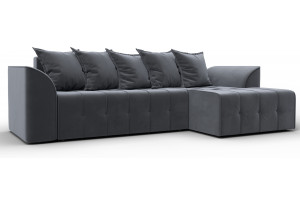 Диван угловой Лига-113 угол правый SEVEN 17 серый (Велюр)