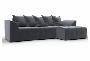 Диван угловой Лига-113 угол правый SEVEN 17 серый (Велюр)