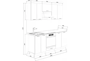   Кухонный гарнитур «Лина» длиной 200 см со шкафом НБ (Комплект №2)