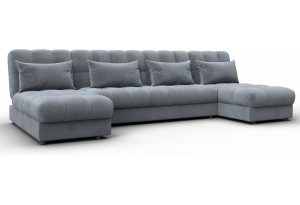 Диван П-образный Лига-116 НПБ TOWER 10 серый (Велюр)