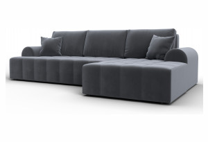 Диван угловой Лига-080 угол правый SEVEN 17 серый (Велюр)