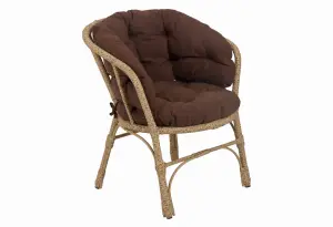 Кресло Багама из полиротанга, подушка коричневая