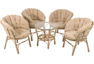 Комплект мебели из полиротанга Багама с бежевыми подушками