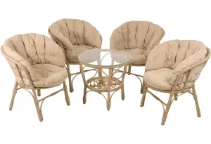 Комплект мебели из полиротанга Багама с бежевыми подушками