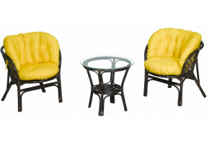 Багама Дуэт с желтыми подушками (стол круглый)