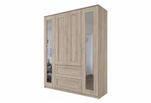 Шкаф комбинированный Сириус 4 двери, 1 ящик, 2 зеркала, дуб сонома