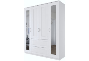 Шкаф комбинированный Сириус 4 двери, 1 ящик, 2 зеркала, белый