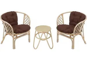 Кофейный комплект с креслами Багама (подушки коричневые)