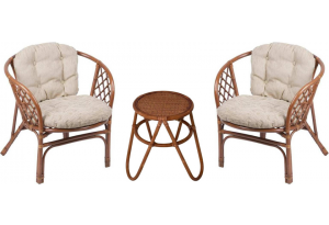 Кофейный комплект с креслами Багама (подушки светлые)