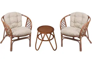 Кофейный комплект с креслами Багама (подушки светлые)