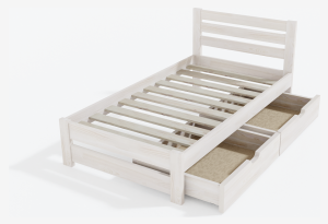Односпальная кровать Амелия 2 из массива сосны Белый
