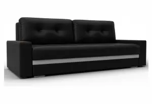 Диван прямой с декором Лига-096 НПБ Черный/Белый (Экокожа)