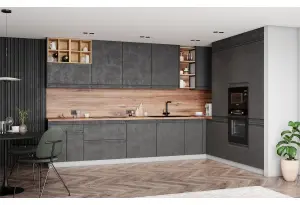 Модульная кухня Скала Бетон тёмный МДФ
