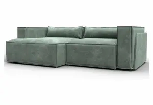 Диван угловой Лига-061 угол левый BRUT 08 зеленый (Велюр)