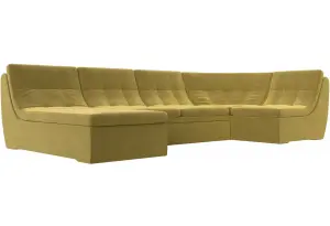 П-образный модульный диван Холидей Желтый (Микровельвет)