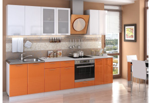 Кухня Ксения 2,8 м (модульная система), белый глянец/оранж
