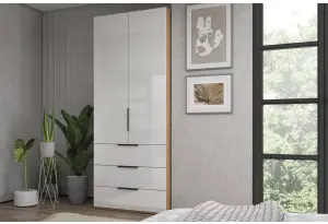 Шкаф 2-х дверный с полками и ящиками, 90 см Люкс