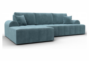 Диван угловой Лига-080 угол левый SEVEN 113 бирюзовый (Велюр)