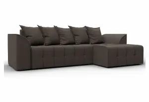 Диван угловой Лига-113 угол правый Амур 05 коричневый (Рогожка)