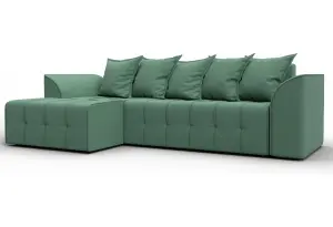 Диван угловой Лига-113 угол левый Амур 11 зеленый (Рогожка)