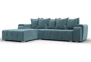 Диван угловой Лига-121 левый угол SEVEN 113 бирюзовый (Велюр)
