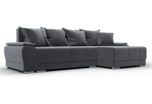 Диван угловой Лига-119 угол правый SEVEN 17 серый (Велюр)