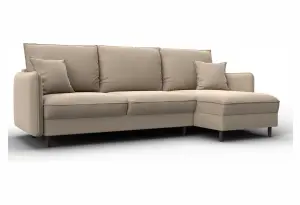 Диван угловой Лига-064 НПБ угол универсальный SEVEN 729 бежевый (Велюр)