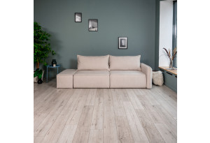 ПОРТЛЕНД Диван прямой с банкеткой светло-бежевый, букле