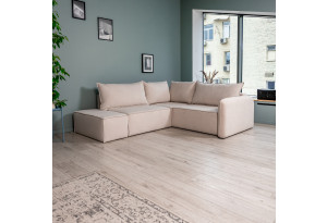ПОРТЛЕНД 2XL Диван угловой с банкеткой светло-бежевый, букле