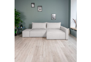 ПОРТЛЕНД Диван угловой с банкеткой светло-серый, букле