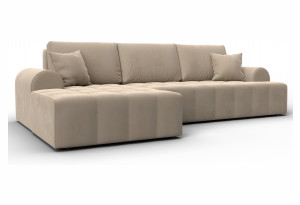 Диван угловой Лига-080 угол левый SEVEN 729 бежевый (Велюр)