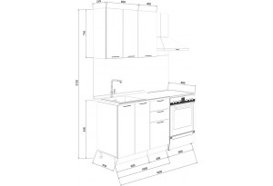 Кухонный гарнитур «Лина» длиной 100 см (Комплект №3)