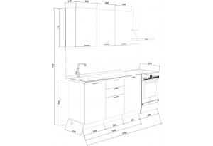 Кухонный гарнитур «Лина» длиной 150 см (Комплект №2)