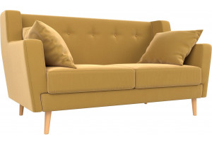 Прямой диван Брайтон 2 Желтый (Микровельвет)