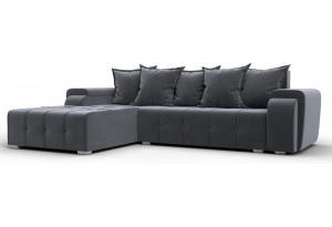 Диван угловой Лига-121 левый угол SEVEN 17 серый (Велюр)