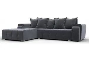 Диван угловой Лига-121 левый угол SEVEN 17 серый (Велюр)