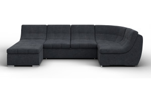 Диван П-образный модульный Холидей LAIM 26 темно-серый (Велюр)