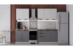 Модульная кухня Фортуна Белый / Графит МДФ 2 м