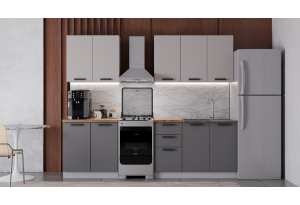 Модульная кухня Фортуна Бежевый / Графит МДФ 2 м