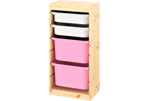 Стеллаж вертикальный Труфаст с белыми и розовыми контейнерами