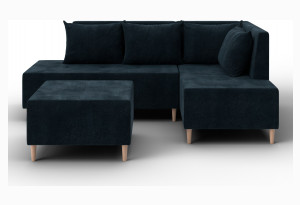 Диван угловой модульный с пуфом Лига-126 угол правый LAIM 21 графит (Велюр)